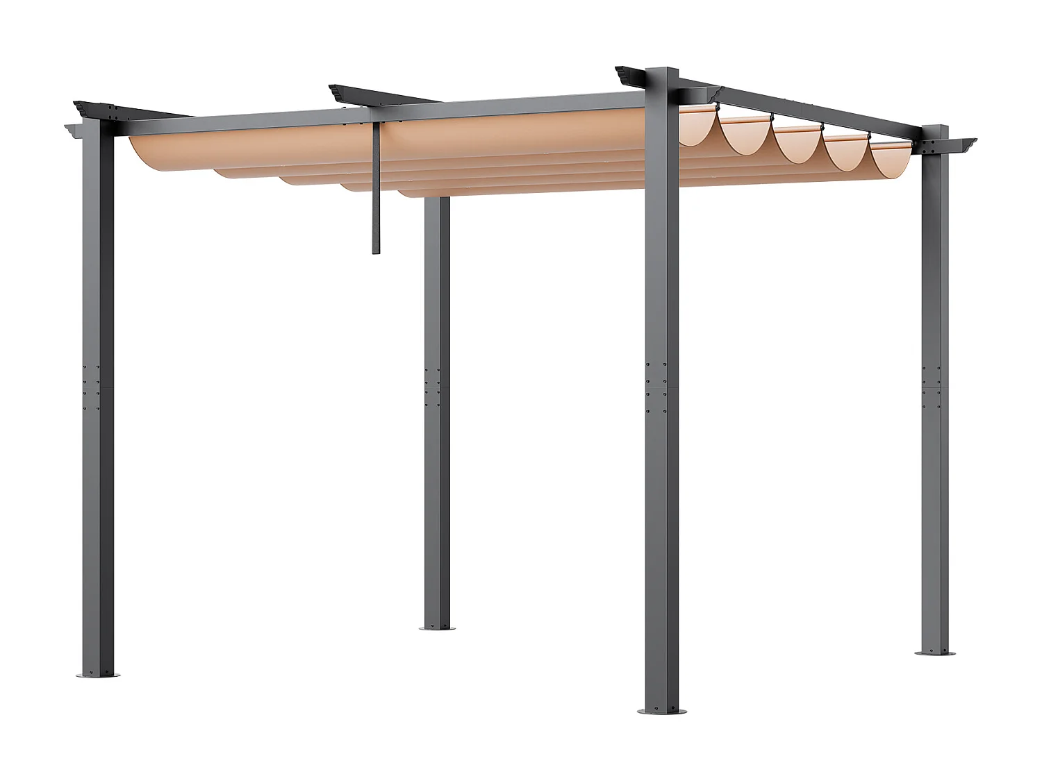 Pergola Extérieure SucceBuy 305 cm x 305 cm avec Auvent Rétractable Beige