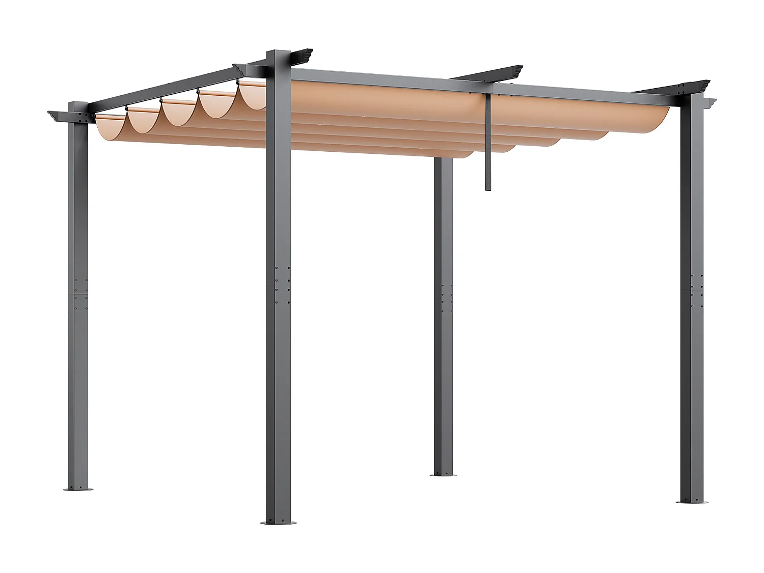 Pergola Extérieure SucceBuy 305 cm x 305 cm avec Auvent Rétractable Beige