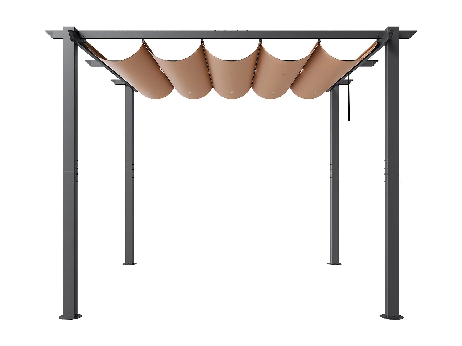 Pergola Extérieure SucceBuy 305 cm x 305 cm avec Auvent Rétractable Beige