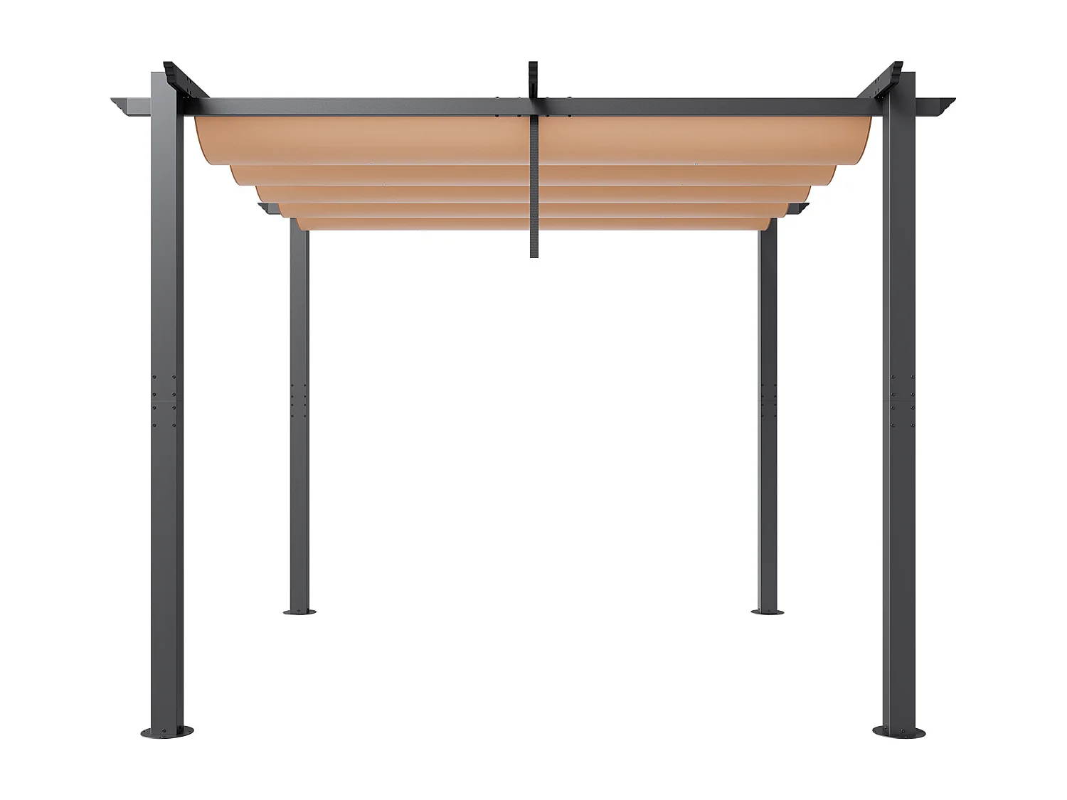 Pergola Extérieure SucceBuy 305 cm x 305 cm avec Auvent Rétractable Beige