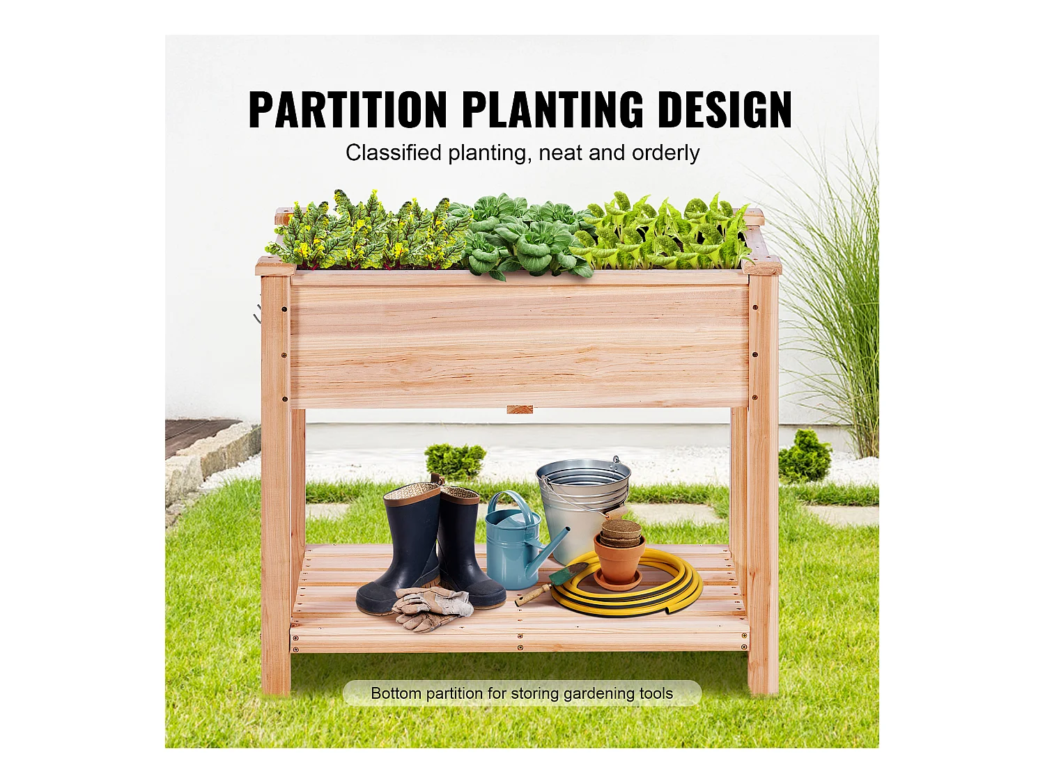 Jardinière Surélevée SucceBuy 33,9 x 18,1 x 30 po en Bois Pour Fleurs, Légumes, Herbes