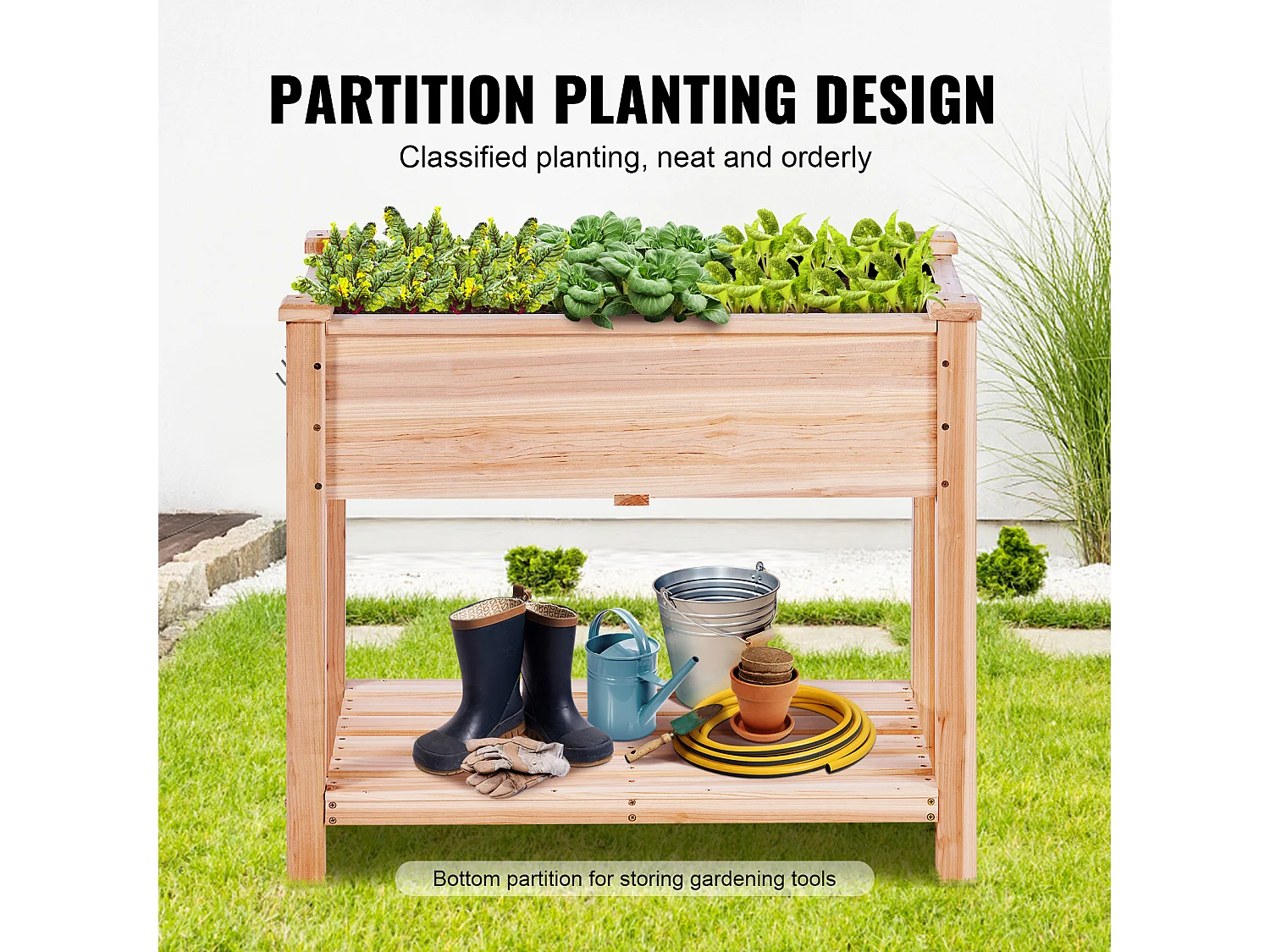 Jardinière Surélevée SucceBuy 33,9 x 18,1 x 30 po en Bois Pour Fleurs, Légumes, Herbes