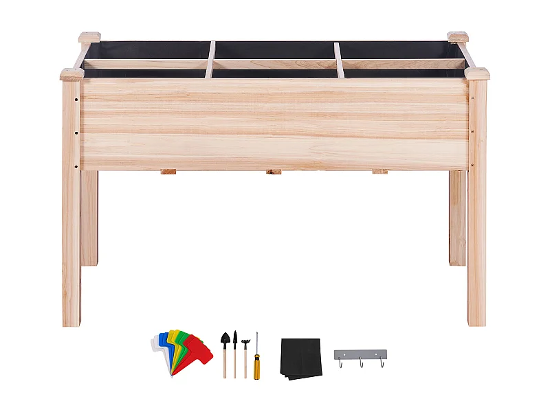 Macetero Elevado de Madera SucceBuy, 47,2" x 22,8" x 30" para Flores, Verduras y Hierbas