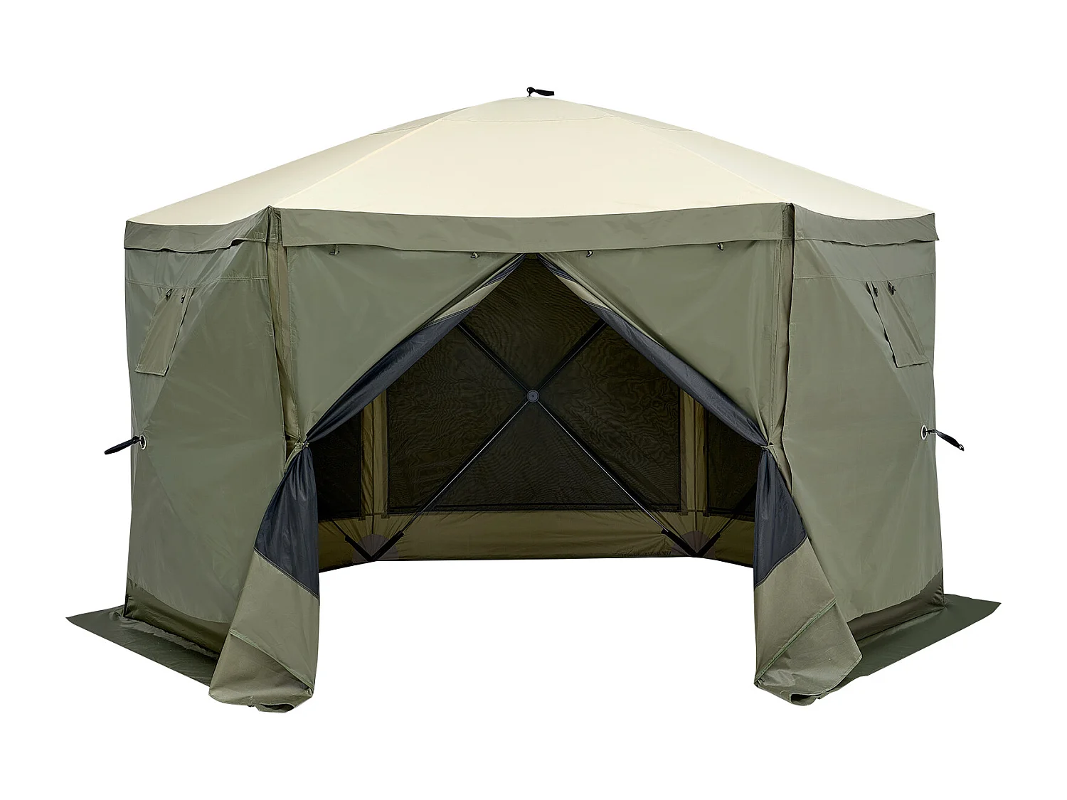 Tonnelle Pop-Up Tente Tonnelle Escamotable à 6 Côtés SucceBuy  , Abri Solaire, Vert