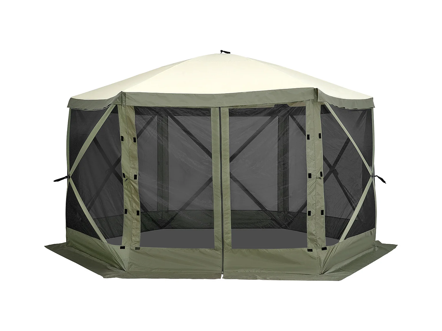 Tonnelle Pop-Up Tente Tonnelle Escamotable à 6 Côtés SucceBuy  , Abri Solaire, Vert