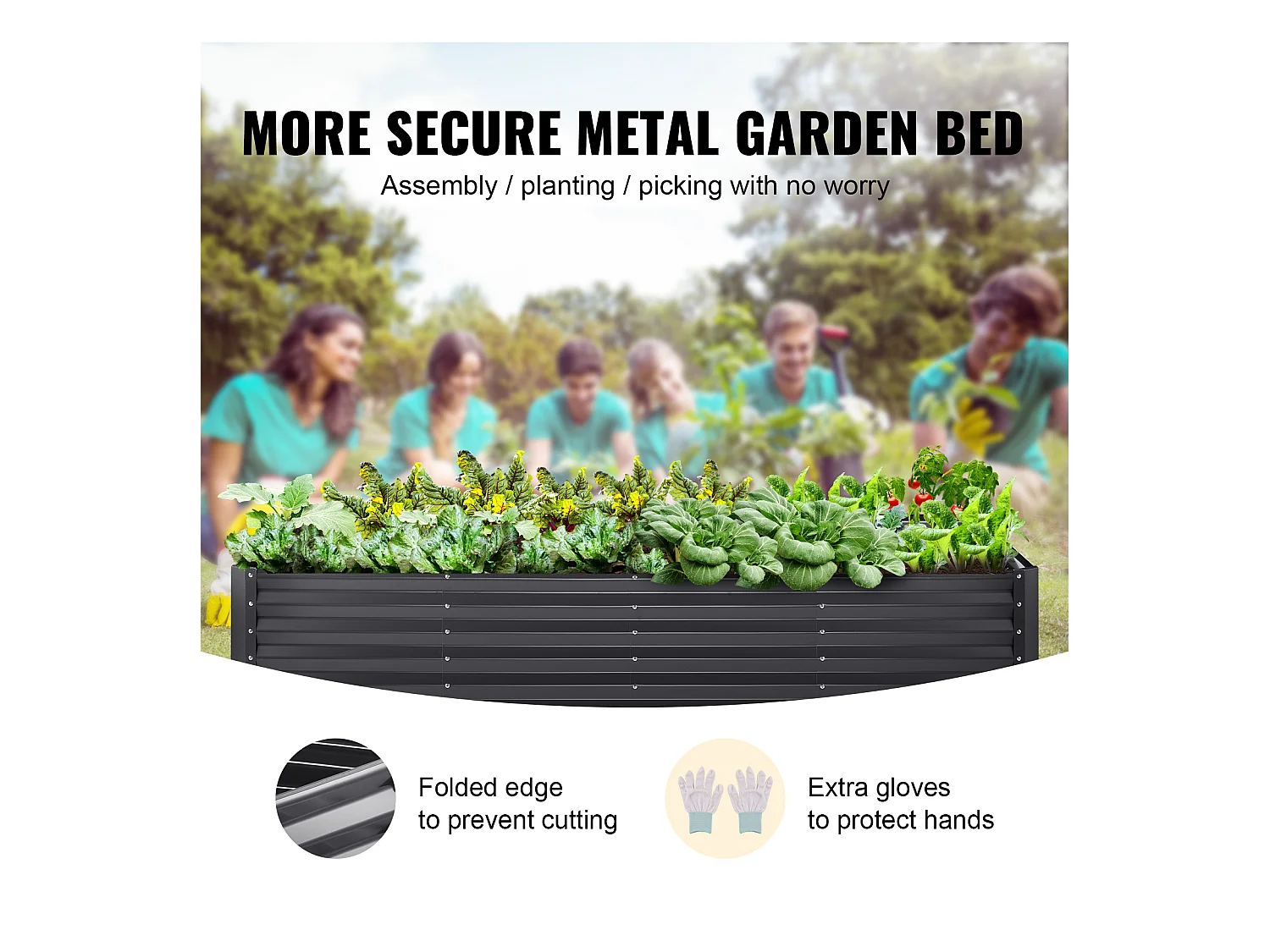 Lit de Jardin Surélevé Galvanisé SucceBuy 94.5x47.2x23.6 » Fleurs Légumes