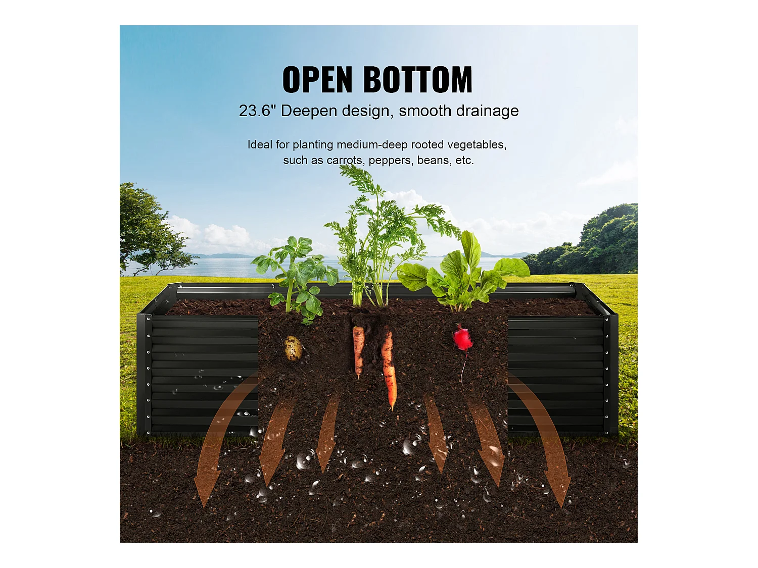 Lit de Jardin Surélevé Galvanisé SucceBuy 94.5x47.2x23.6 » Fleurs Légumes