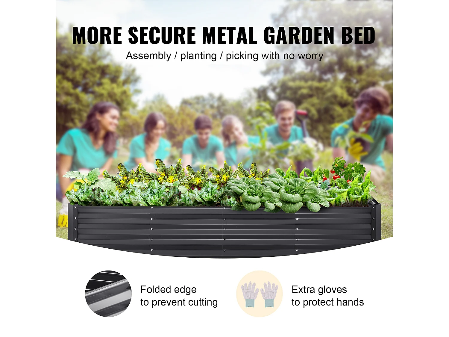 Lit de Jardin Surélevé Galvanisé SucceBuy 94.5x47.2x23.6 » Fleurs Légumes