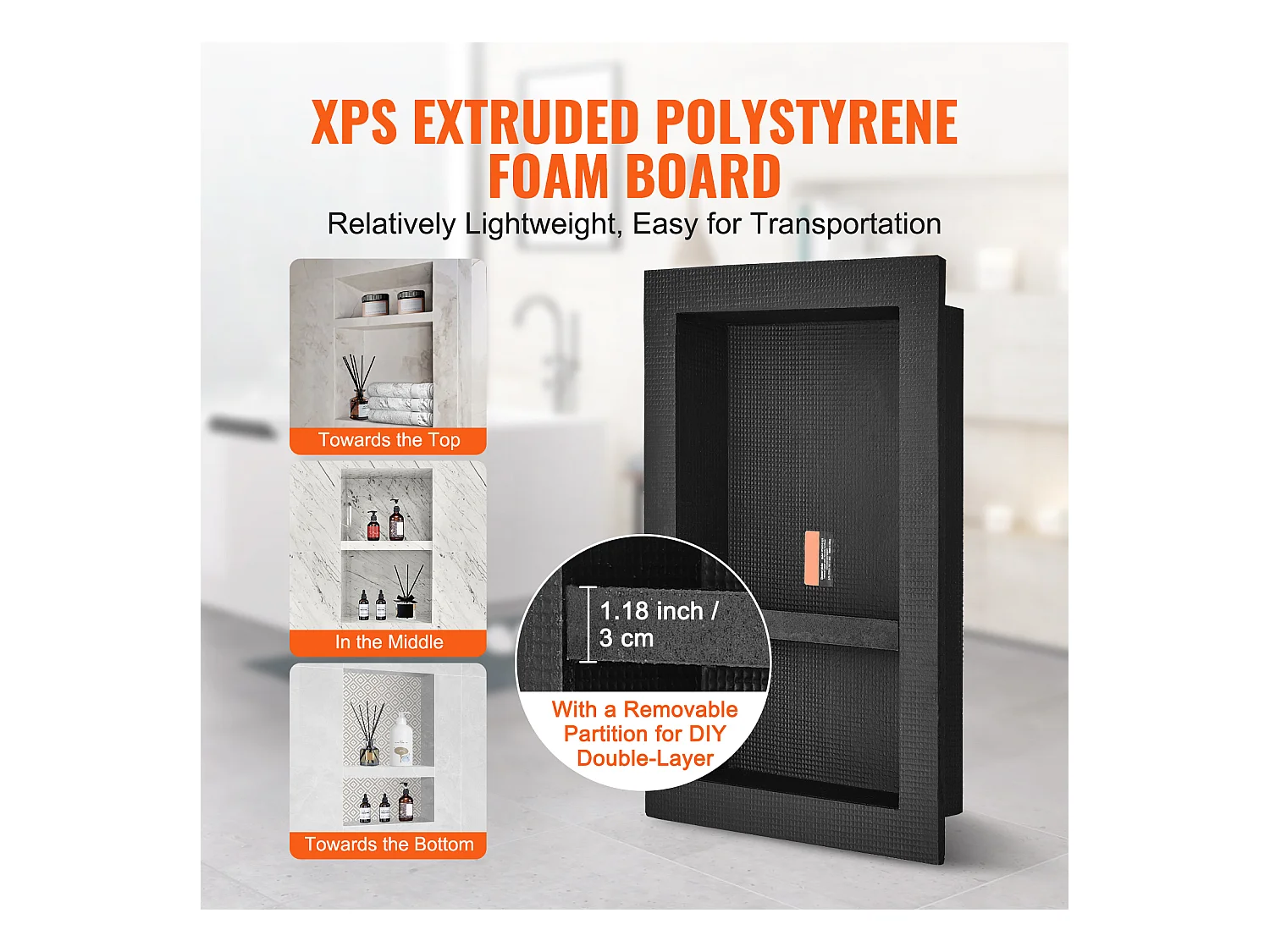 Niche de Douche SucceBuy 41 x 61 x 10 cm, étagère Double pour Salle de Bain