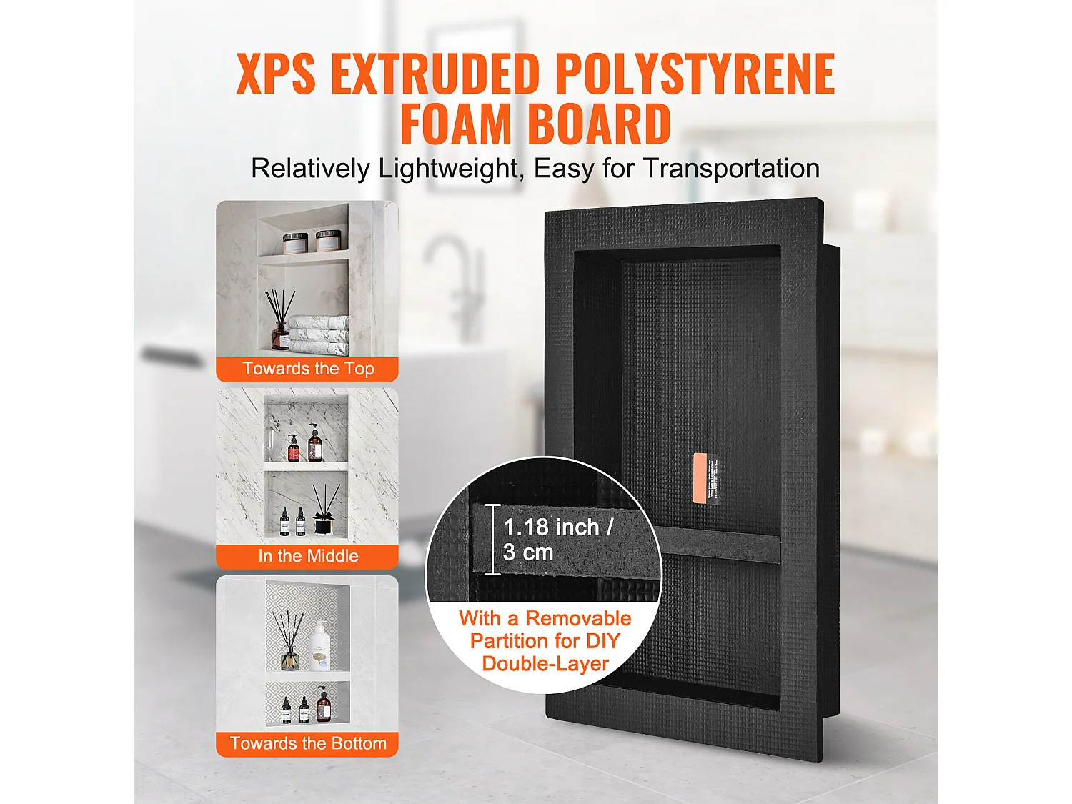 Niche de Douche SucceBuy 41 x 61 x 10 cm, étagère Double pour Salle de Bain