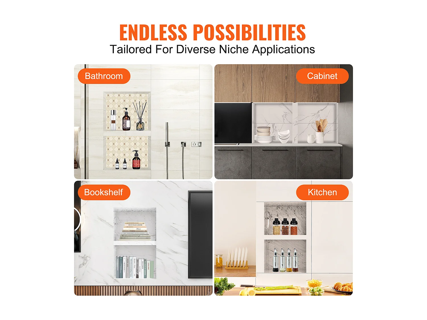 Niche de Douche SucceBuy 41 x 61 x 10 cm, étagère Double pour Salle de Bain