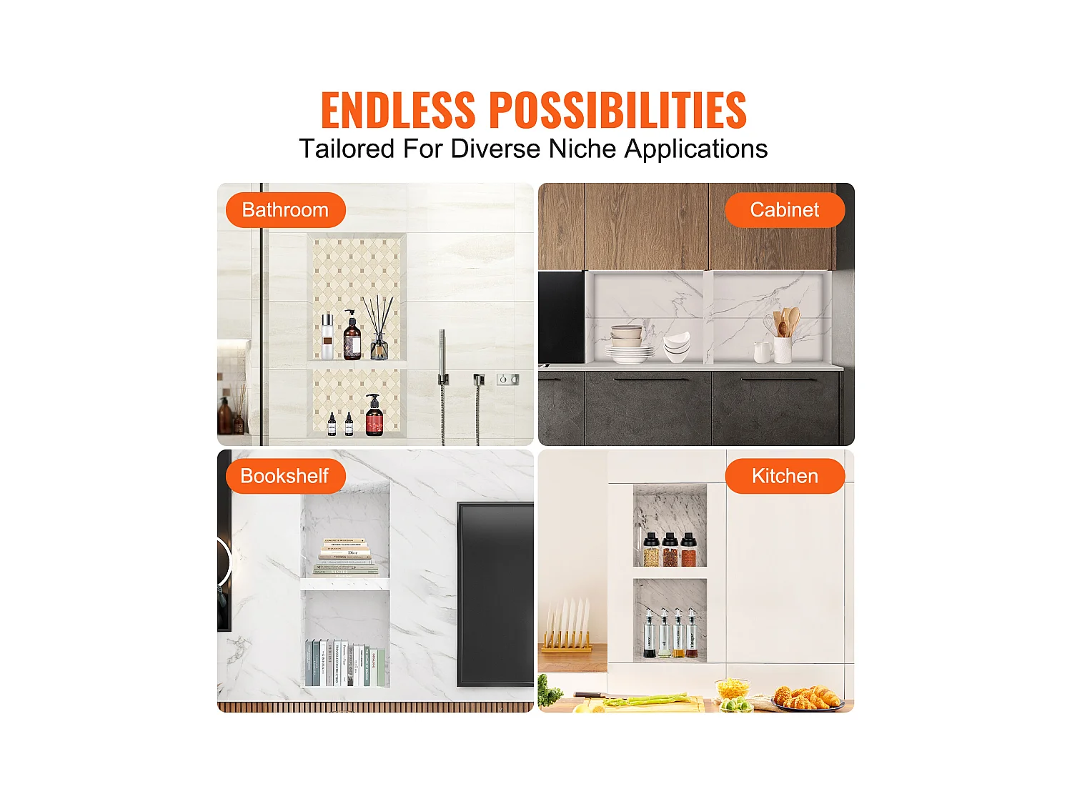 Niche de Douche SucceBuy 41 x 81 x 10 cm Double étagère Encastrée pour Douche Salle de Bain