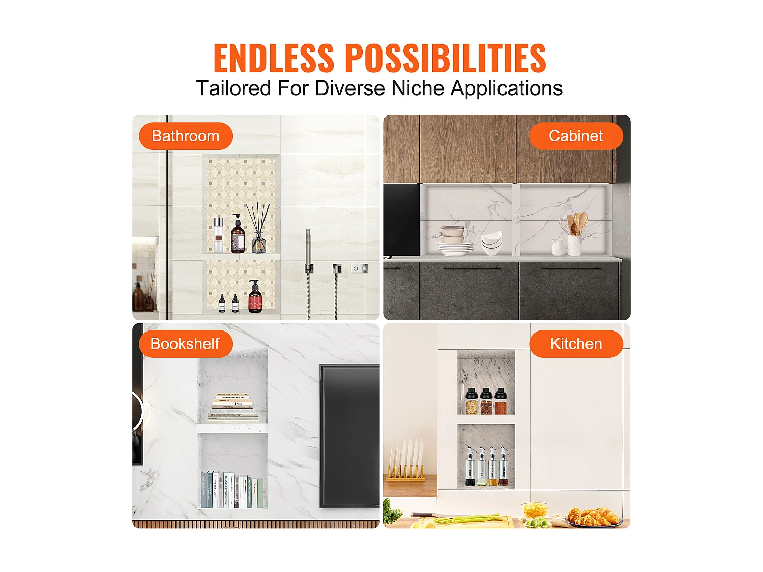 Niche de Douche SucceBuy 41 x 81 x 10 cm Double étagère Encastrée pour Douche Salle de Bain