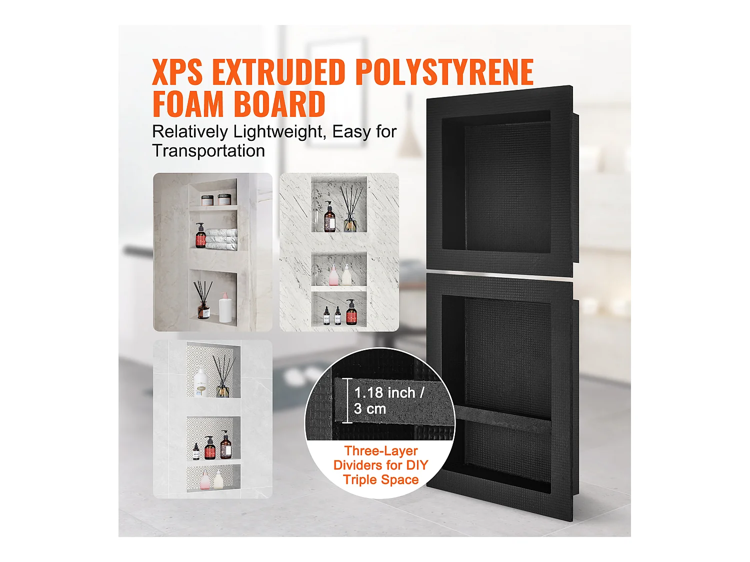 Niche de Douche SucceBuy 41x41 et 50,8 cm, Triple étagère pour Salle de Bain