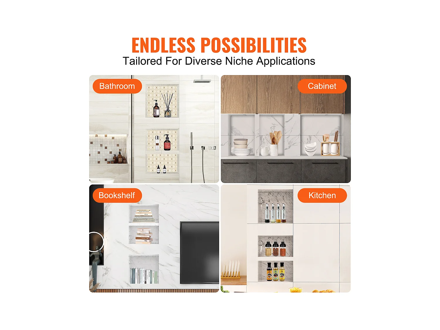 Niche de Douche SucceBuy 41x41 et 50,8 cm, Triple étagère pour Salle de Bain