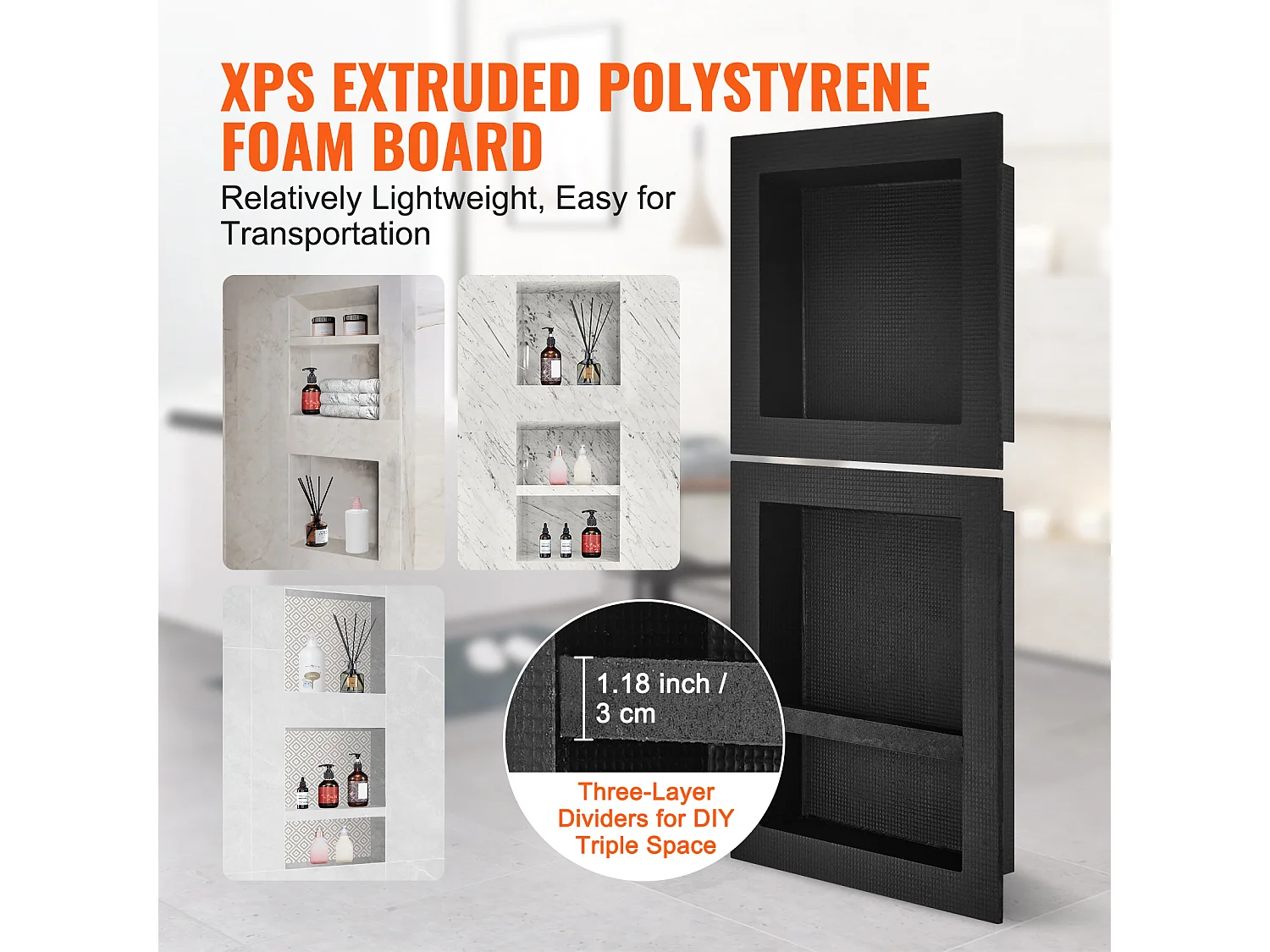 Niche de Douche SucceBuy 41x41 et 50,8 cm, Triple étagère pour Salle de Bain