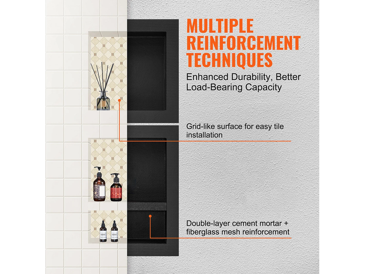 Niche de Douche SucceBuy 41x41 et 50,8 cm, Triple étagère pour Salle de Bain