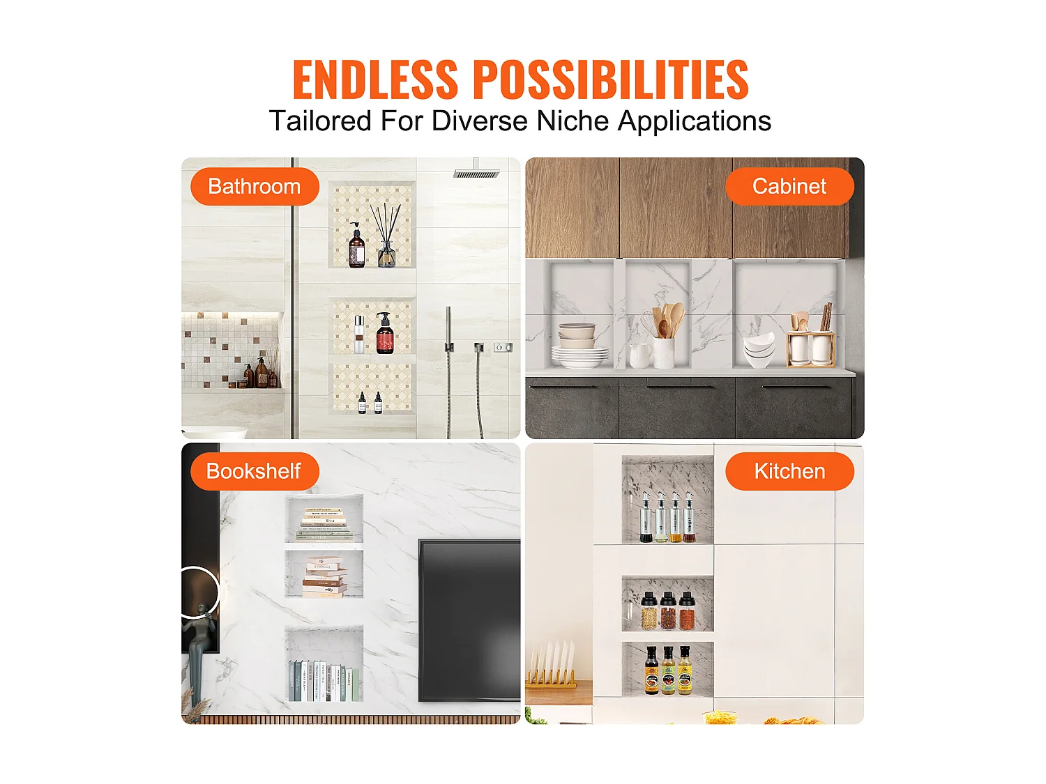 Niche de Douche SucceBuy 41x41 et 50,8 cm, Triple étagère pour Salle de Bain