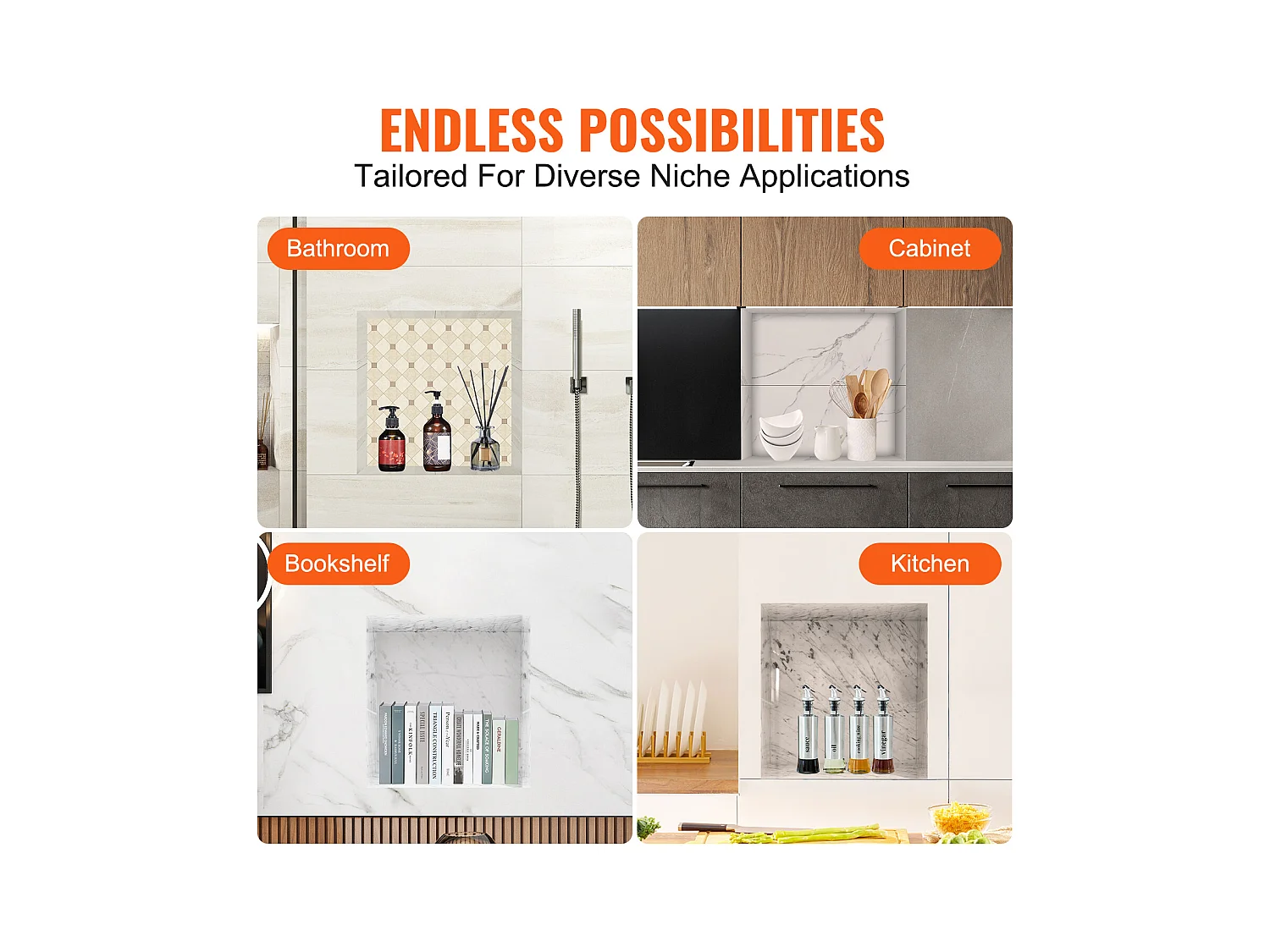 Niche de Douche SucceBuy 41 x 41 x 10 cm, étagère Simple à Insérer au mur pour Salle de Bain