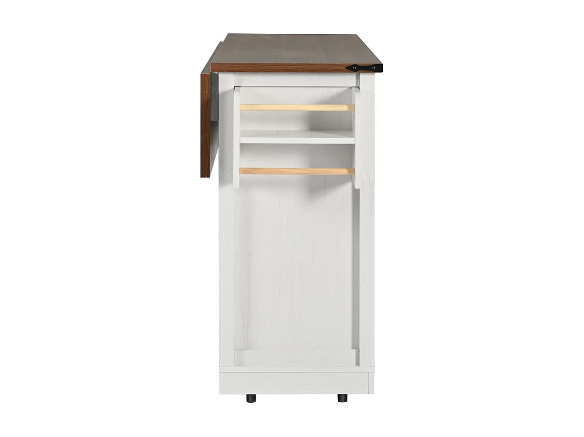 Kücheninsel mit 3 Schubladen und 2 Schiebetüren, ausziehbarer Tisch, Beige, 140x45/73x94cm