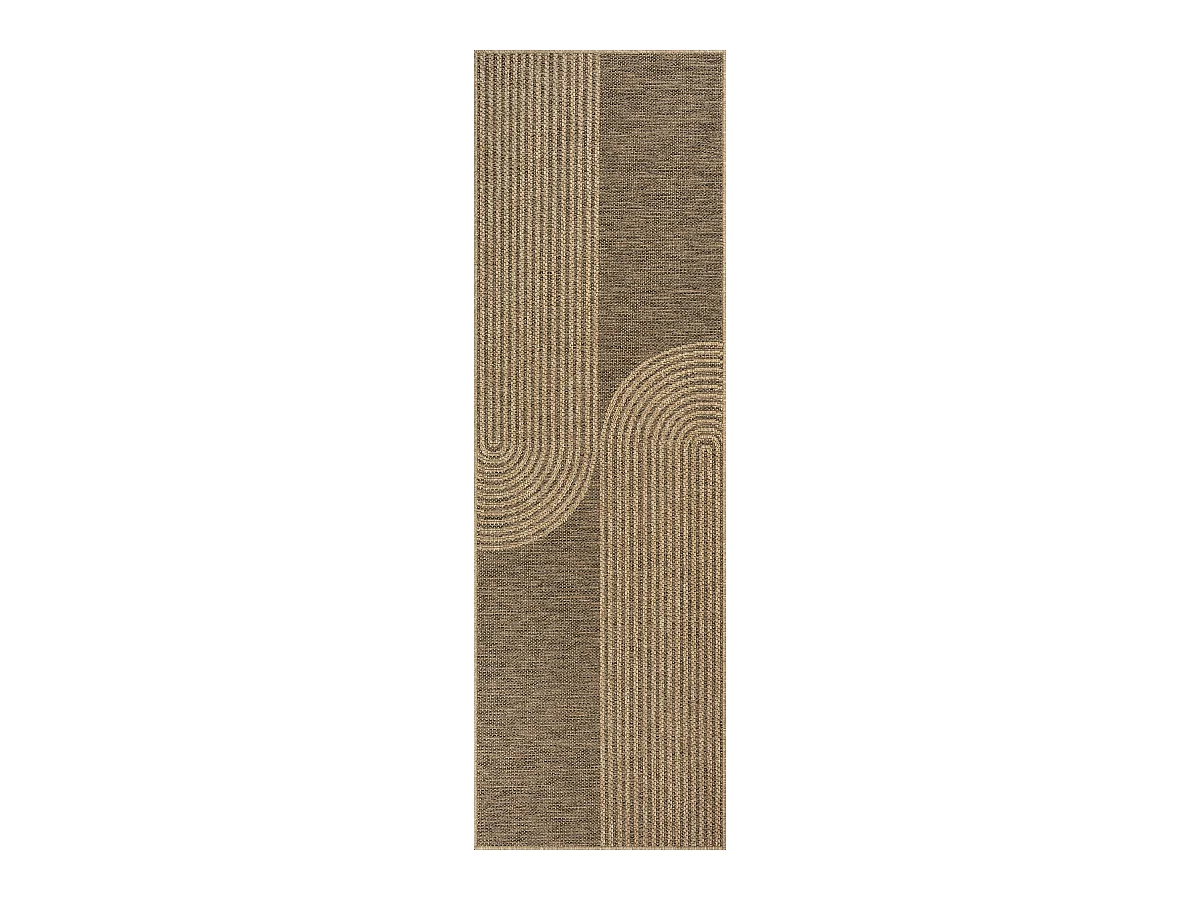 Tapis Kansas intérieur extérieur design jute résistant intempéries terrasse - Nature - 80 x 250 cm