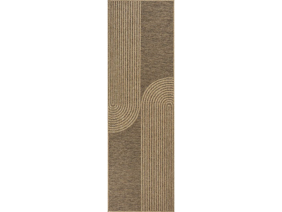Tapis Kansas intérieur extérieur design jute résistant intempéries terrasse - Nature - 80 x 250 cm