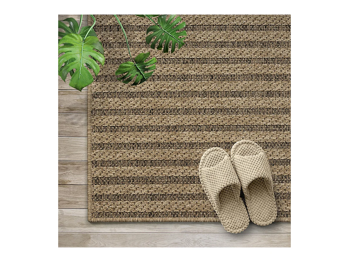 Tapis Kansas intérieur extérieur design jute résistant intempéries terrasse - Nature - 240 x 340 cm