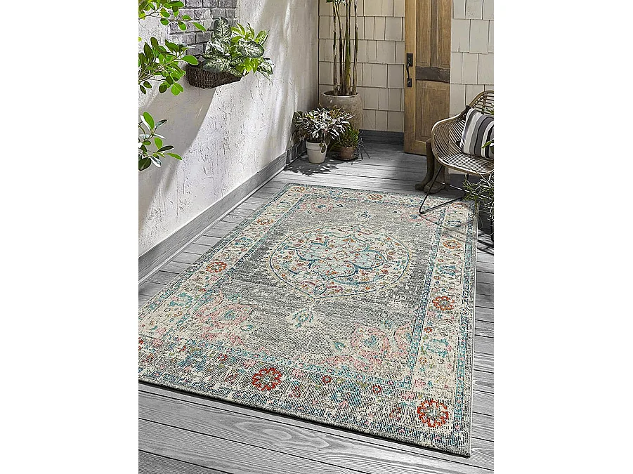 Tapis Palma d'extérieur Oriental, Gris, 140 x 200 cm