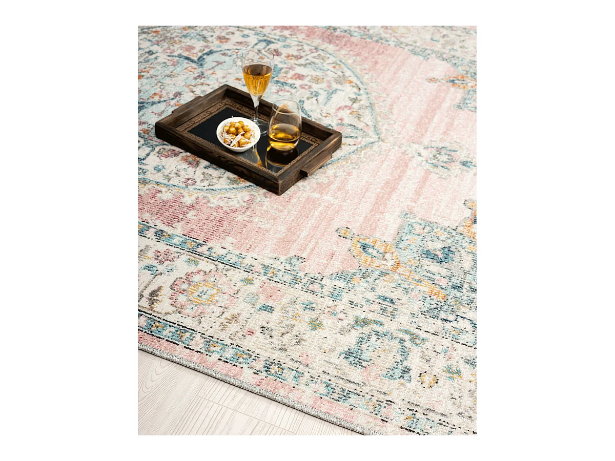 Tapis Palma d'extérieur Oriental, Rose, 120 cm, Rond