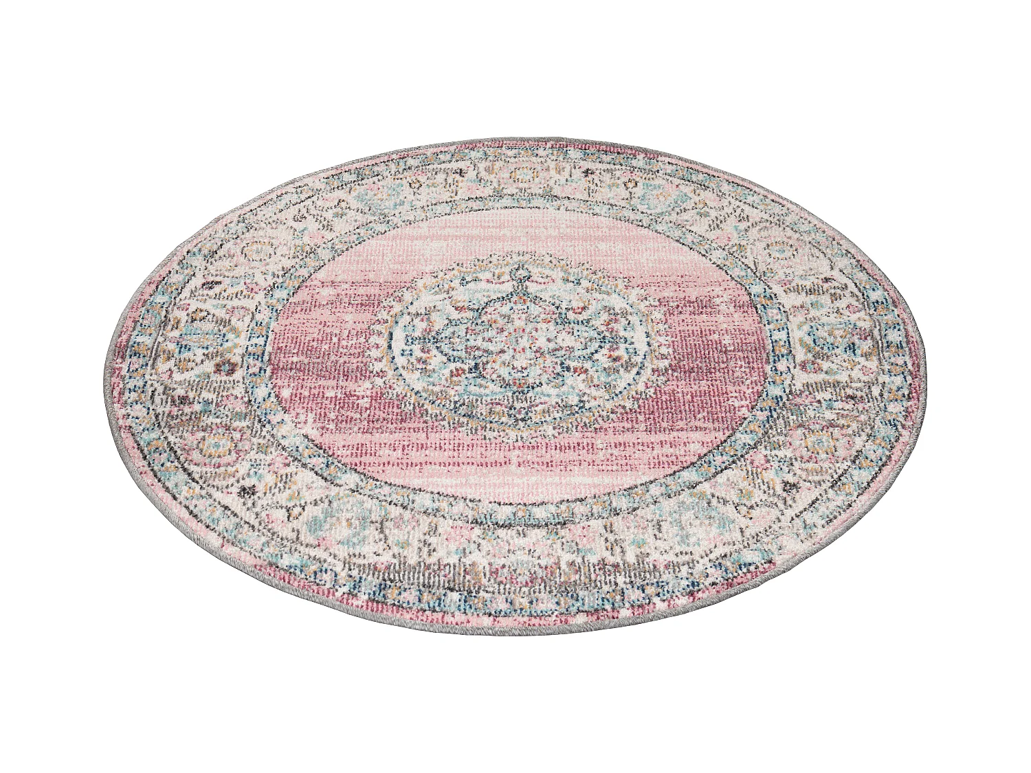 Tapis Palma d'extérieur Oriental, Rose, 120 cm, Rond