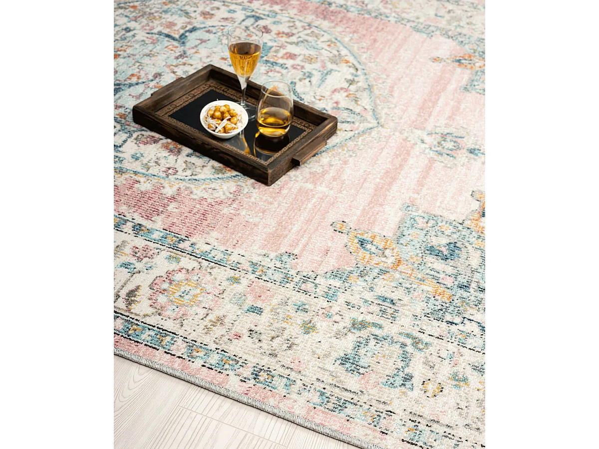 Tapis Palma d'extérieur Oriental, Rose, 120 cm, Rond