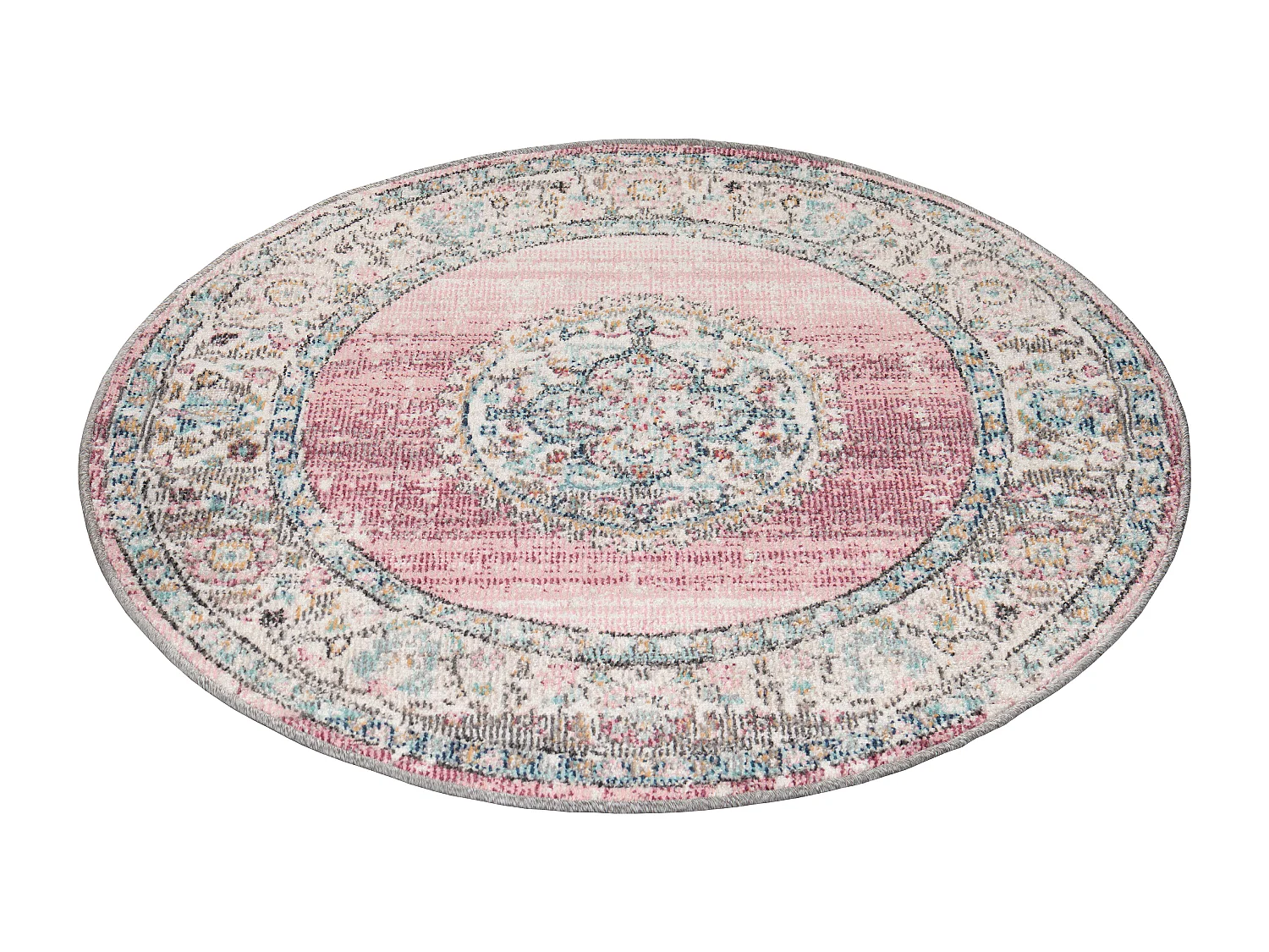Tapis Palma d'extérieur Oriental, Rose, 120 cm, Rond