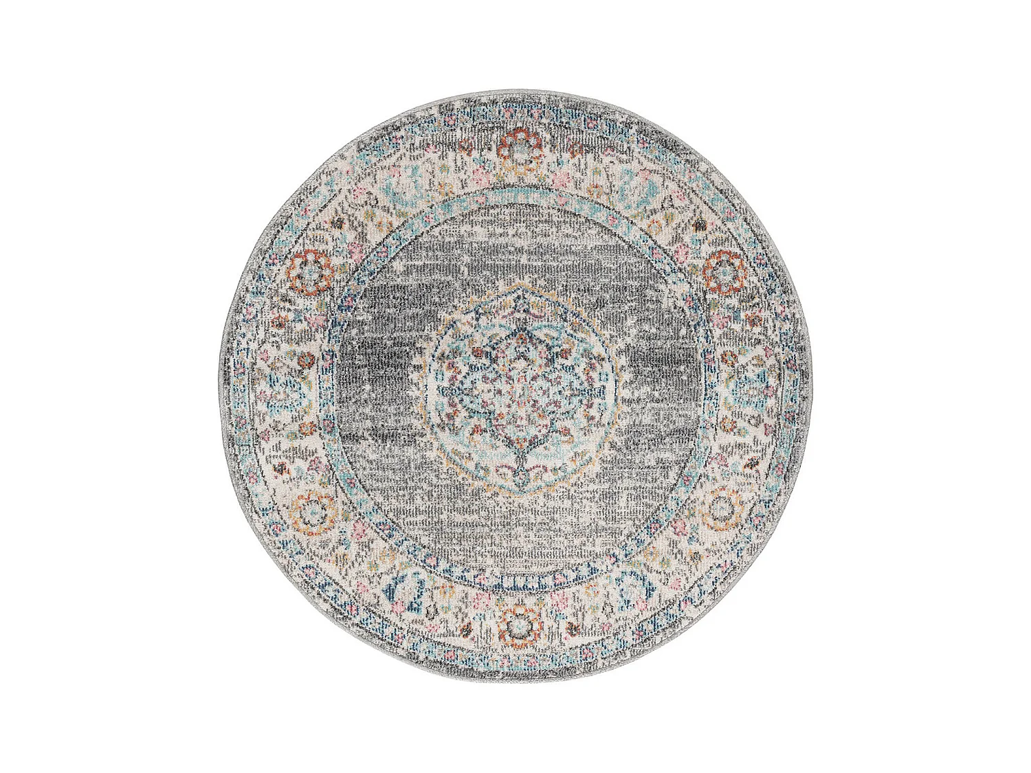 Tapis Palma d'extérieur Oriental, Gris, 120 cm, Rond