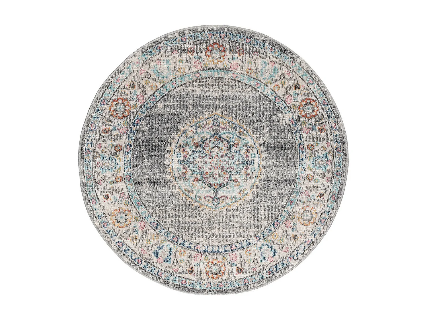 Teppich Palma Outdoor Orientalisch, Grau, 120 cm, rund