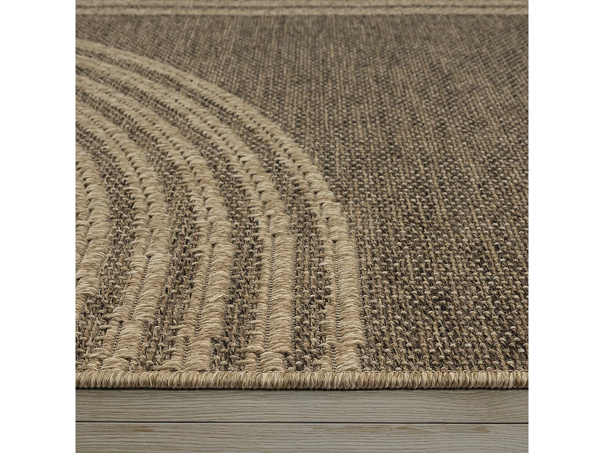 Tapis Kansas intérieur extérieur design jute résistant intempéries terrasse - Nature - 60 x 180 cm
