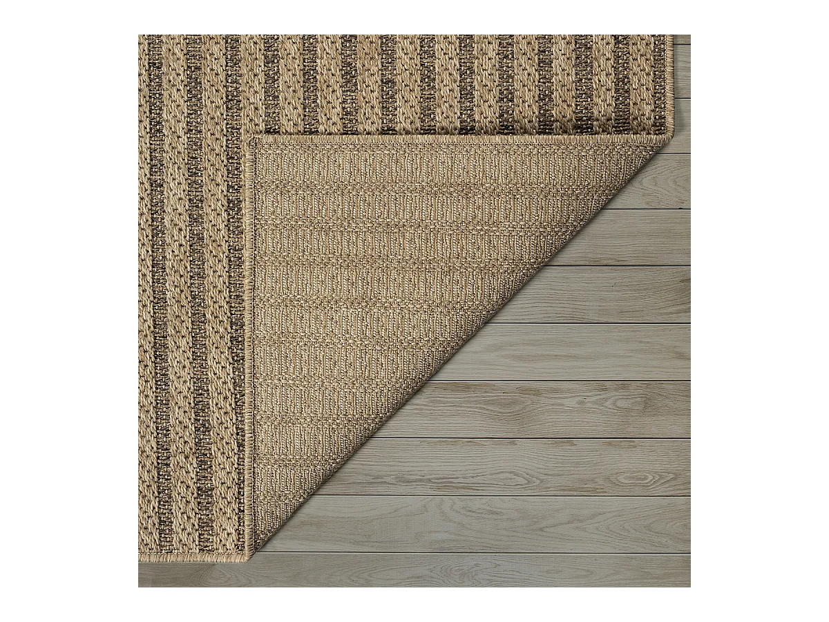 Tapis Kansas intérieur extérieur design jute résistant intempéries terrasse - Nature - 140 x 200 cm