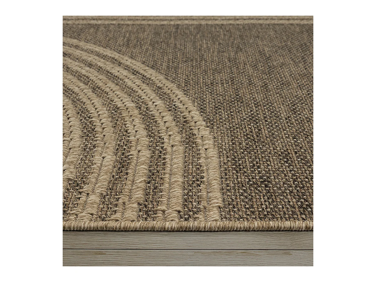 Tapis Kansas intérieur extérieur design jute résistant intempéries terrasse - Nature - 140 x 200 cm