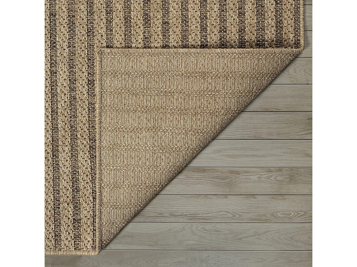 Tapis Kansas intérieur extérieur design jute résistant intempéries terrasse - Nature - 140 x 200 cm