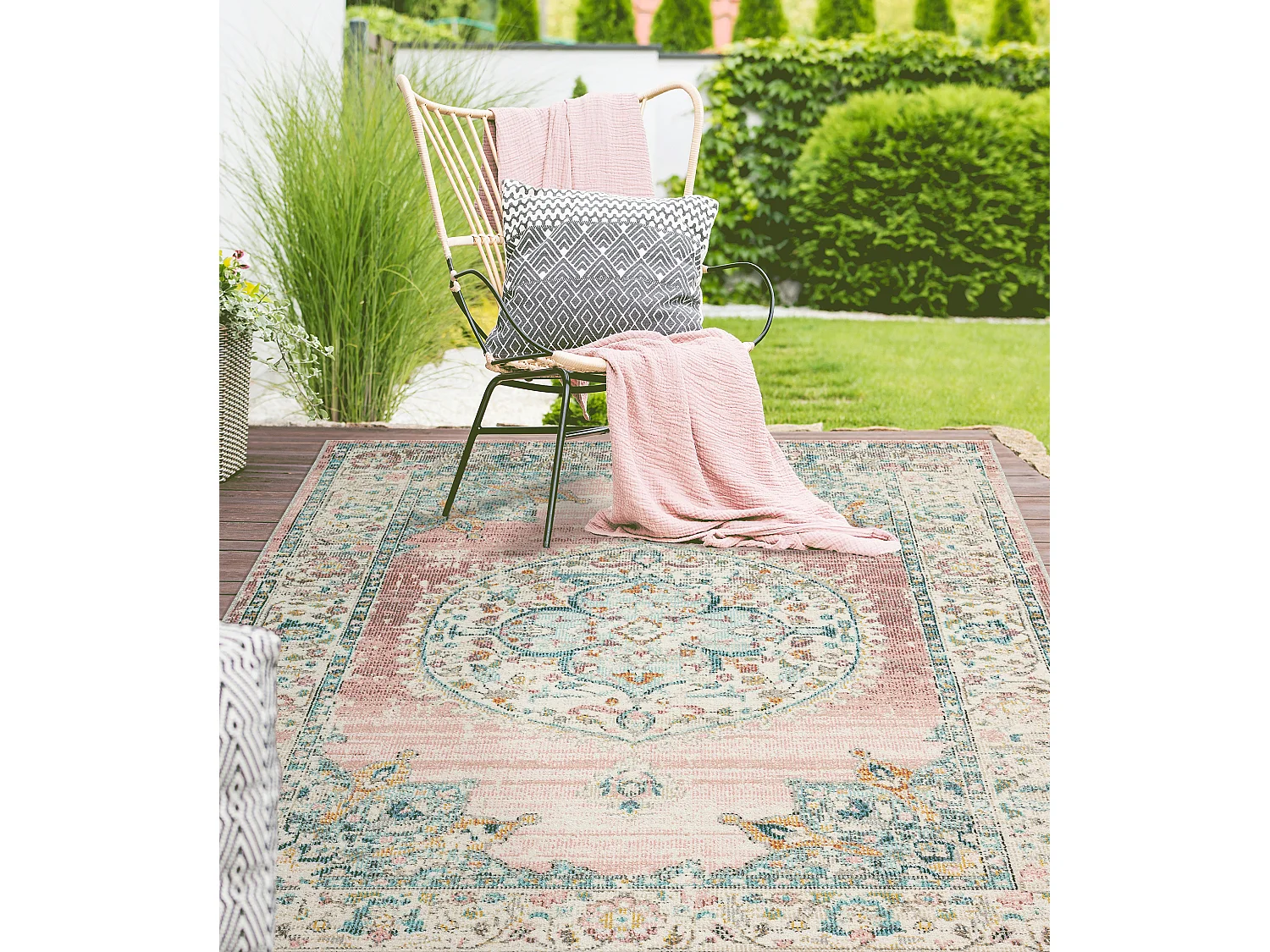 Tapis Palma d'extérieur Oriental, Rose, 160 x 230 cm