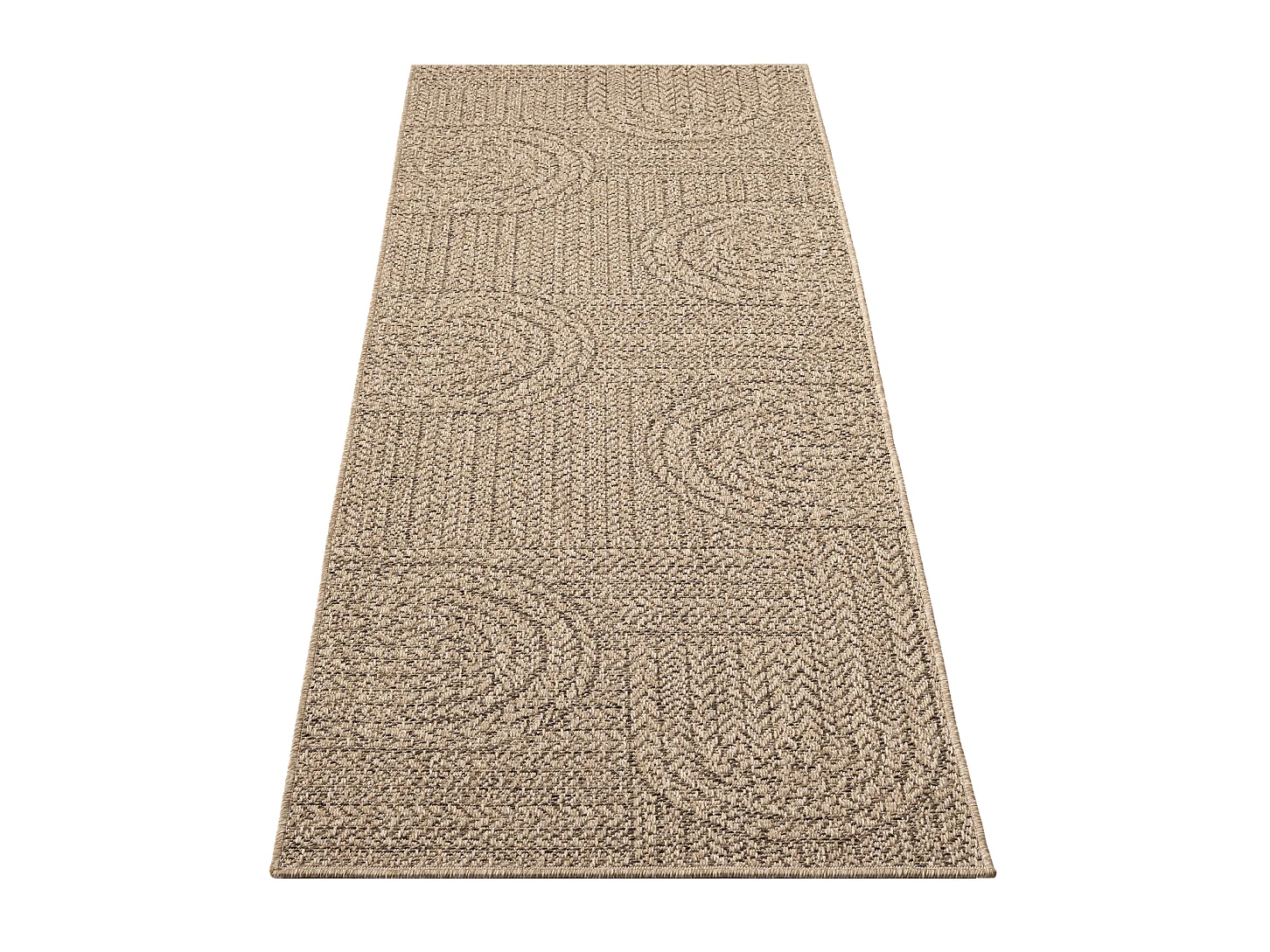 Tapis Kansas intérieur extérieur jute résistant intempéries terrasse - Nature - 80 x 250 cm