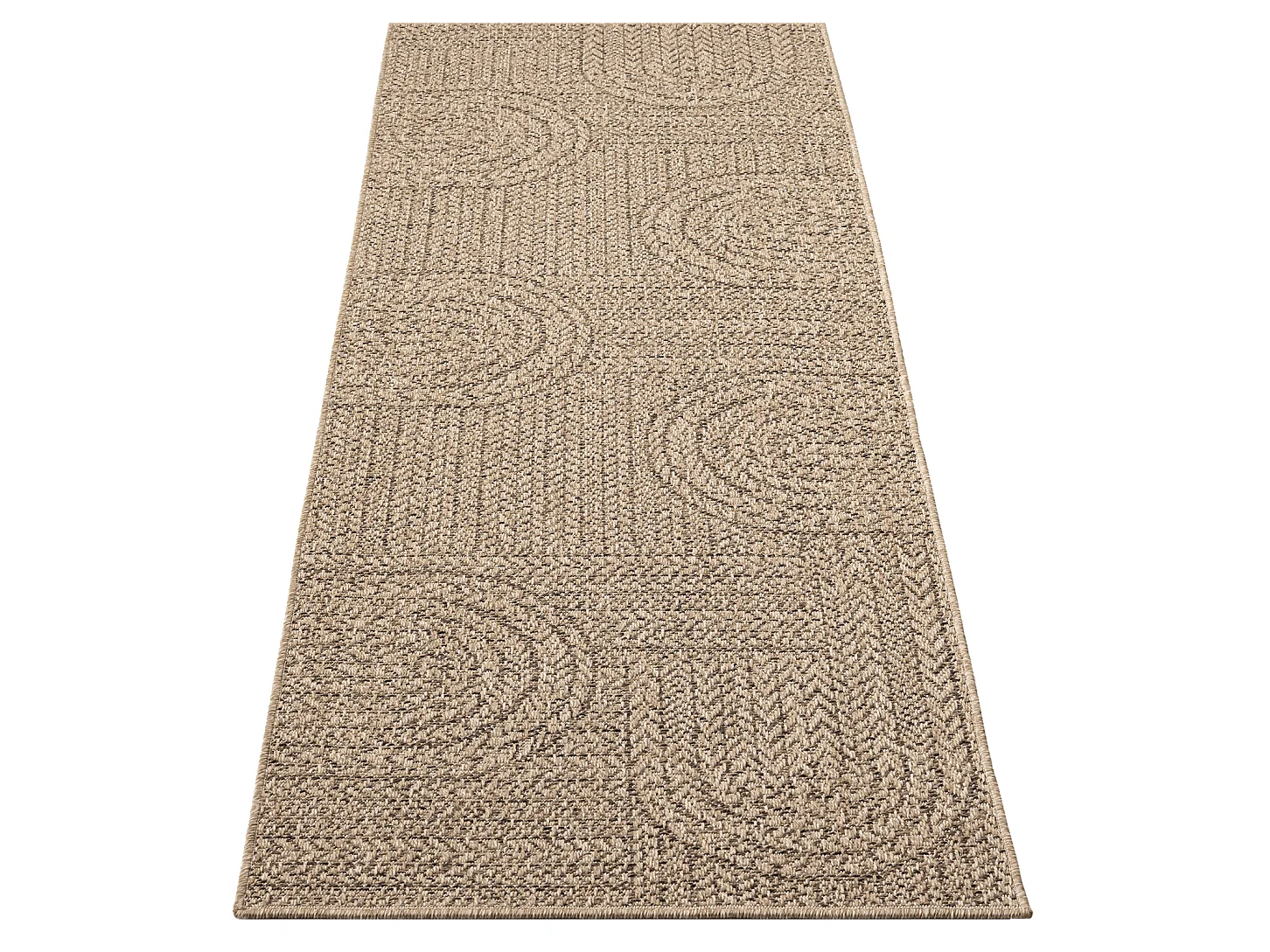 Tapis Kansas intérieur extérieur jute résistant intempéries terrasse - Nature - 80 x 250 cm
