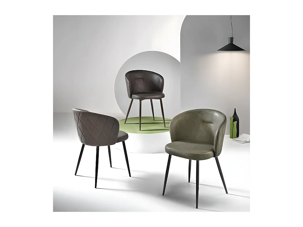 Juego de 2 sillas de comedor "Boston" marrones en ecopiel cm 56x55 78h