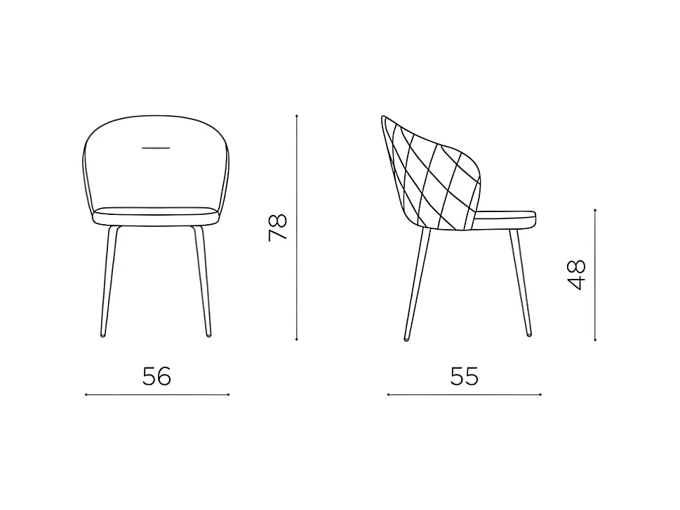Juego de 2 sillas de comedor "Boston" marrones en ecopiel cm 56x55 78h