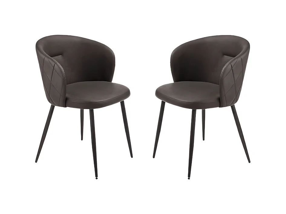Lot de 2 chaises de salle à manger marron "Boston" en éco-cuir cm 56x55 78h