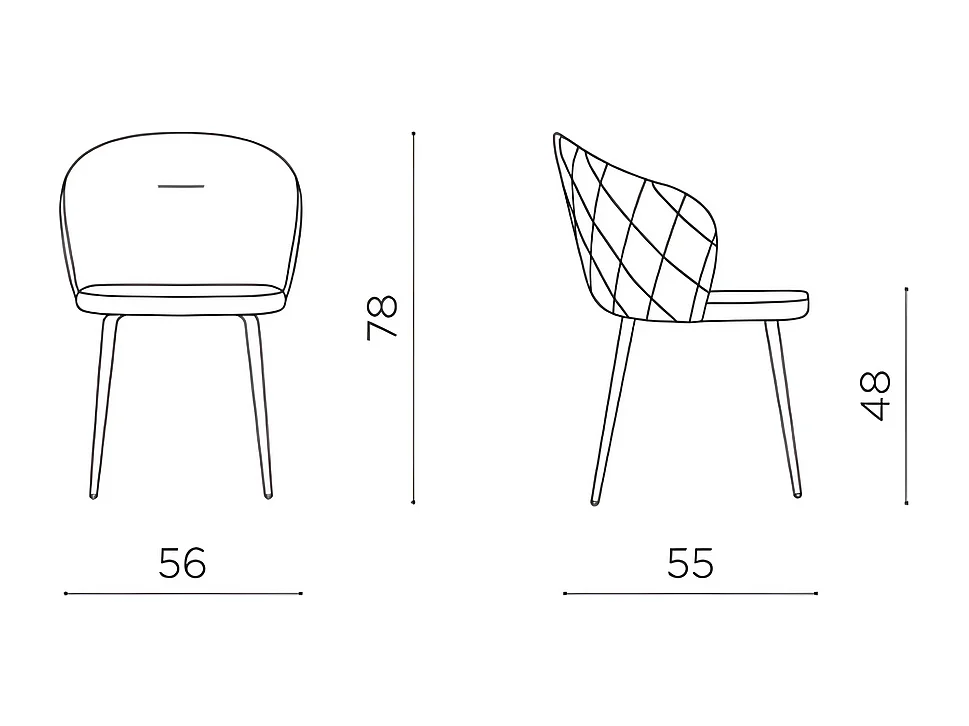 Set di 2 sedie da pranzo marroni "Boston" in ecopelle cm 56x55 78h