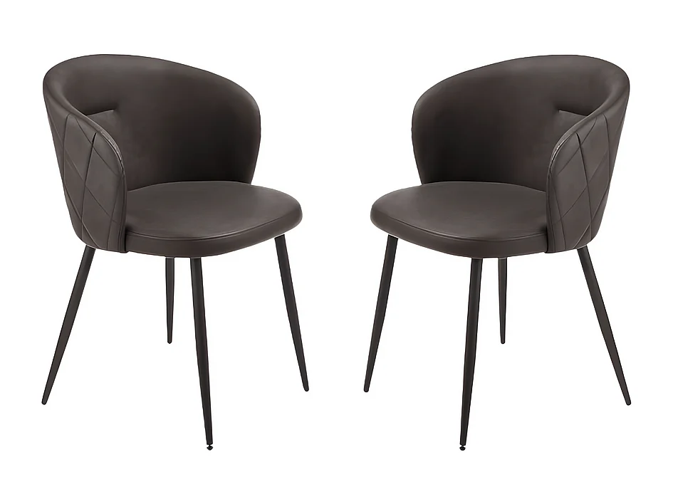 Conjunto de 2 cadeiras de jantar castanhas "Boston" em ecopele cm 56x55 78h