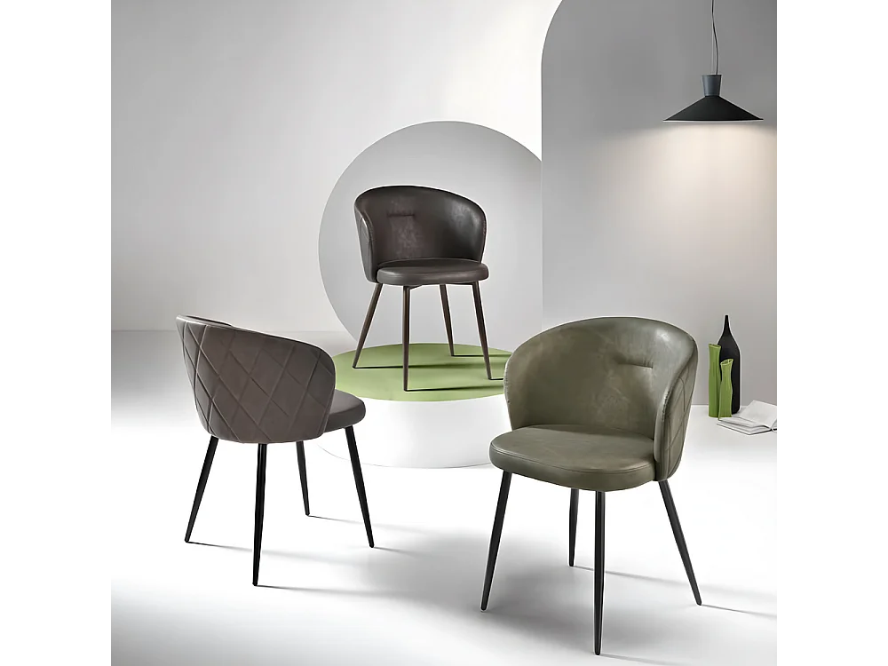 Conjunto de 2 cadeiras de jantar castanhas "Boston" em ecopele cm 56x55 78h