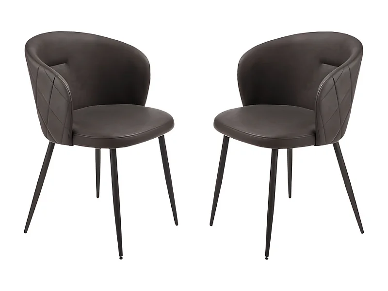 Set di 2 sedie da pranzo marroni "Boston" in ecopelle cm 56x55 78h