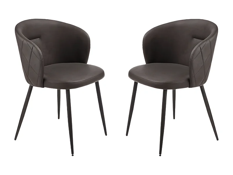 2er-Set braune Esszimmerstühle "Boston" aus Öko-Leder cm 56x55 78h