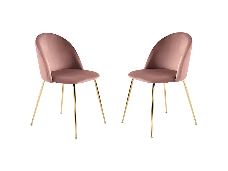 Conjunto de 4 cadeiras de jantar "Dama" rosa em veludo com estrutura em metal pintado cm 52x50 81h